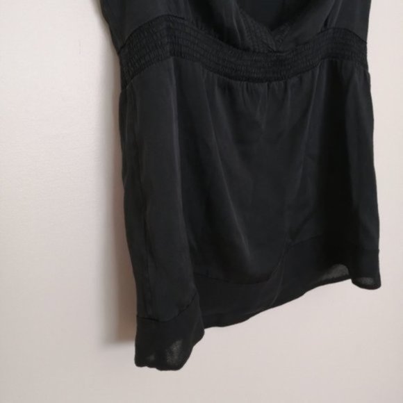 BCBGMaxAzria Black Flowy Neck Silk Blouse - Picture 7 of 13